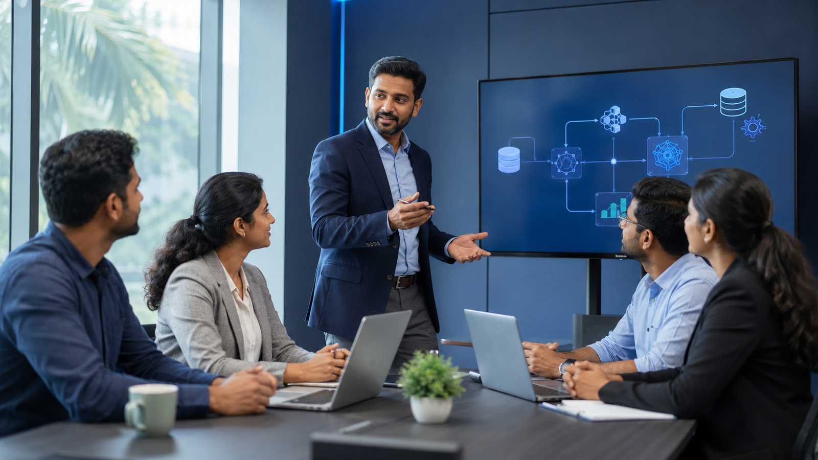 AI training for managers in a practical business workshop